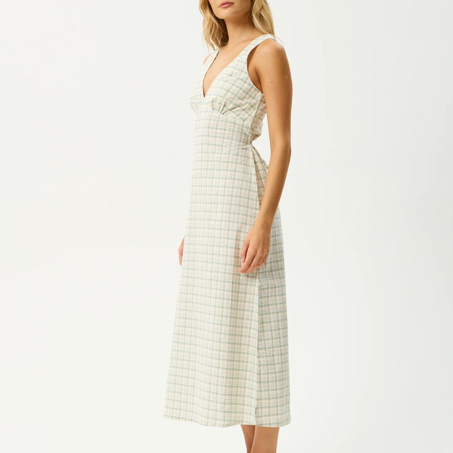 AFENDS WOMENS LEGACY SEERSUCKER MAXI DRESS - BOA CHECK