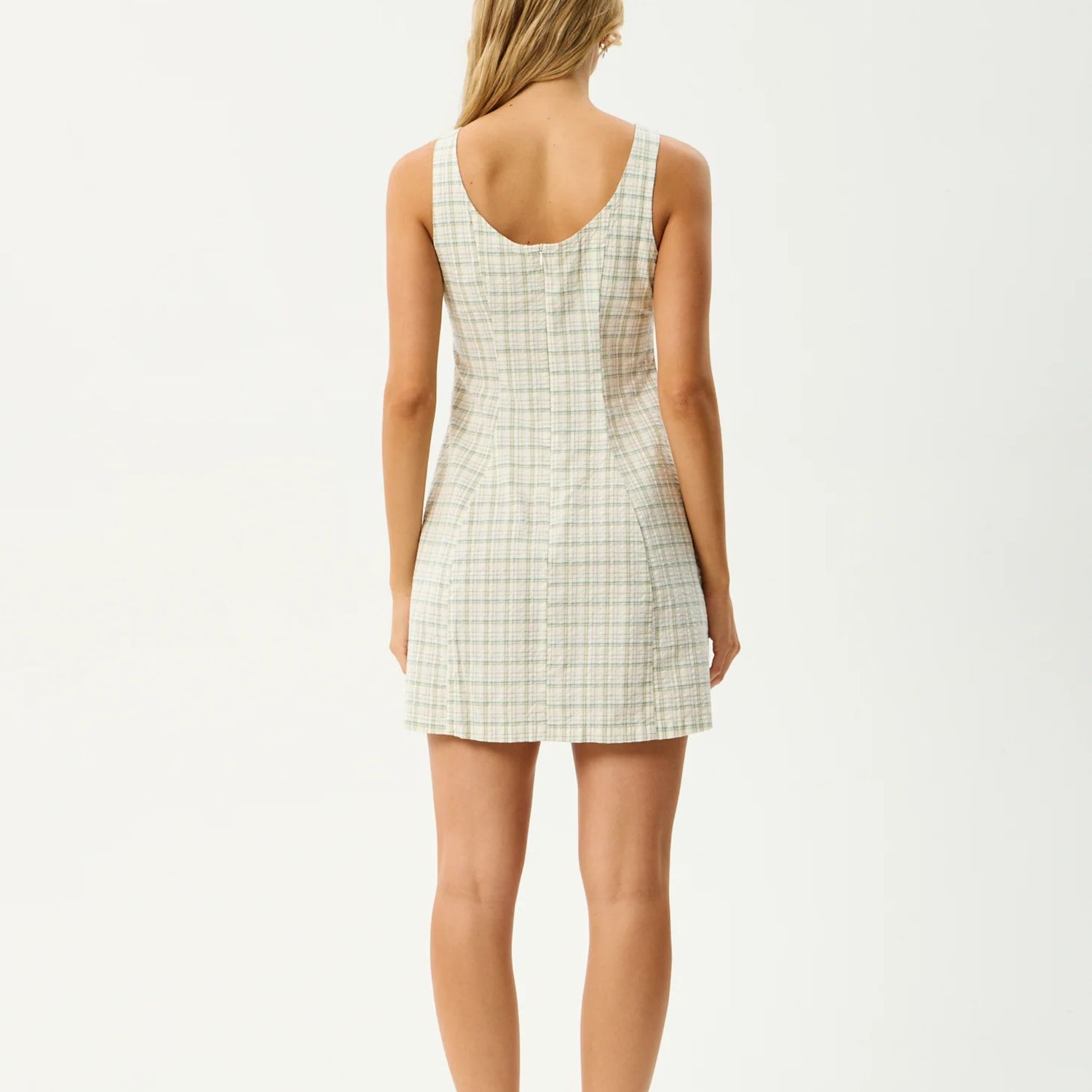 AFENDS WOMENS LEGACY SEERSUCKER MINI DRESS - BOA CHECK