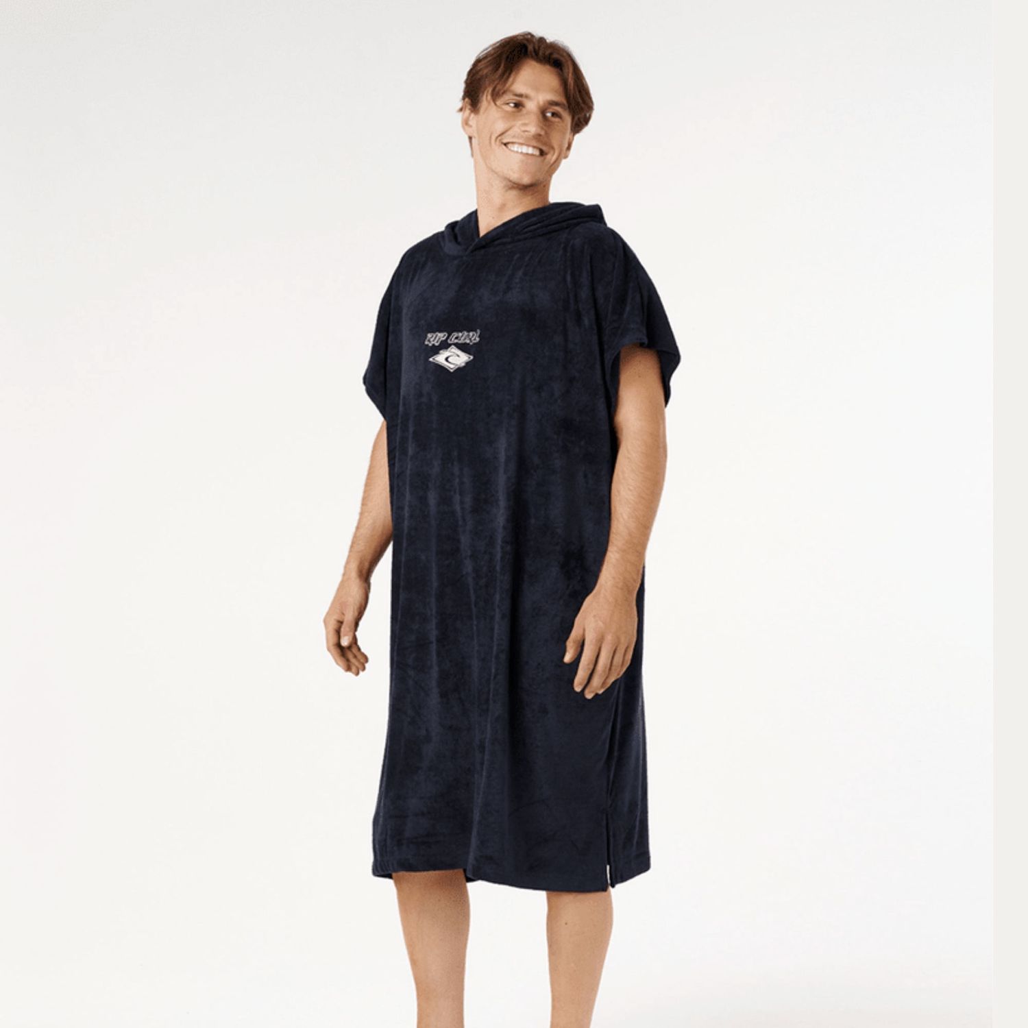 RIP CURL CLASSIC SURF HOODED TOWEL - BLACK / OFF WHITE