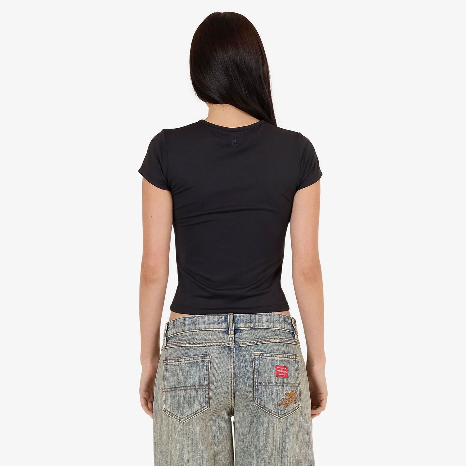 WORSHIP WOMENS ENTICE CAP SLEEVE TOP - BLACK