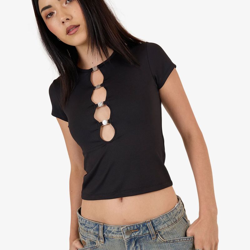WORSHIP WOMENS ENTICE CAP SLEEVE TOP - BLACK