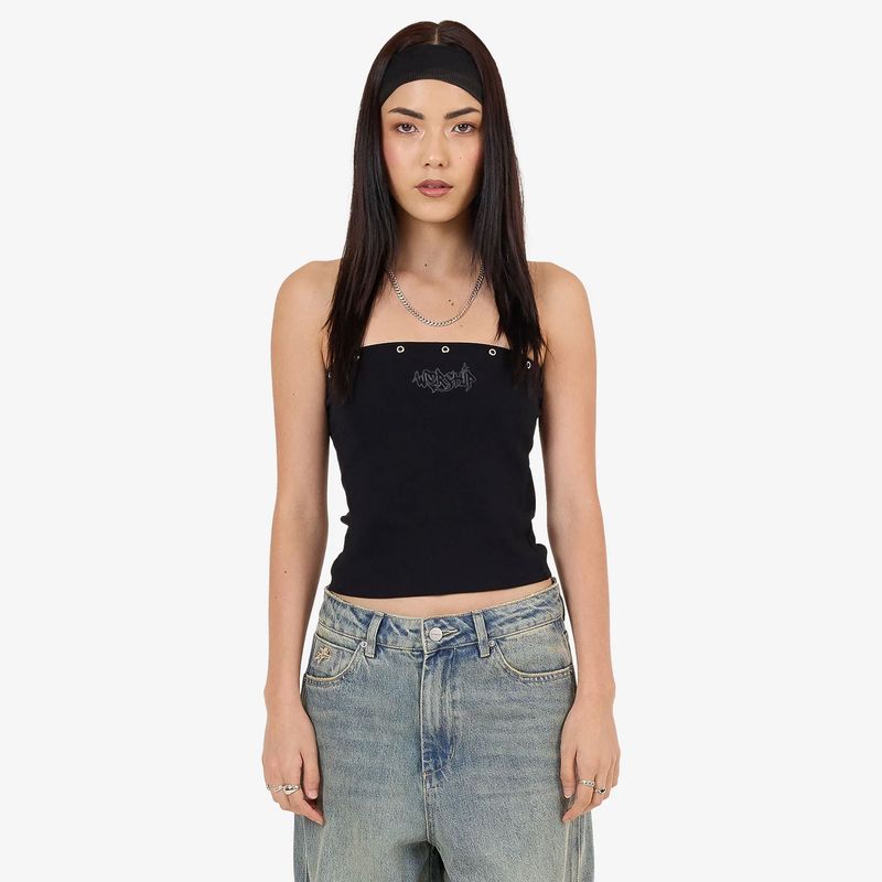 WORSHIP WOMENS THROWS TUBE TOP - BLACK