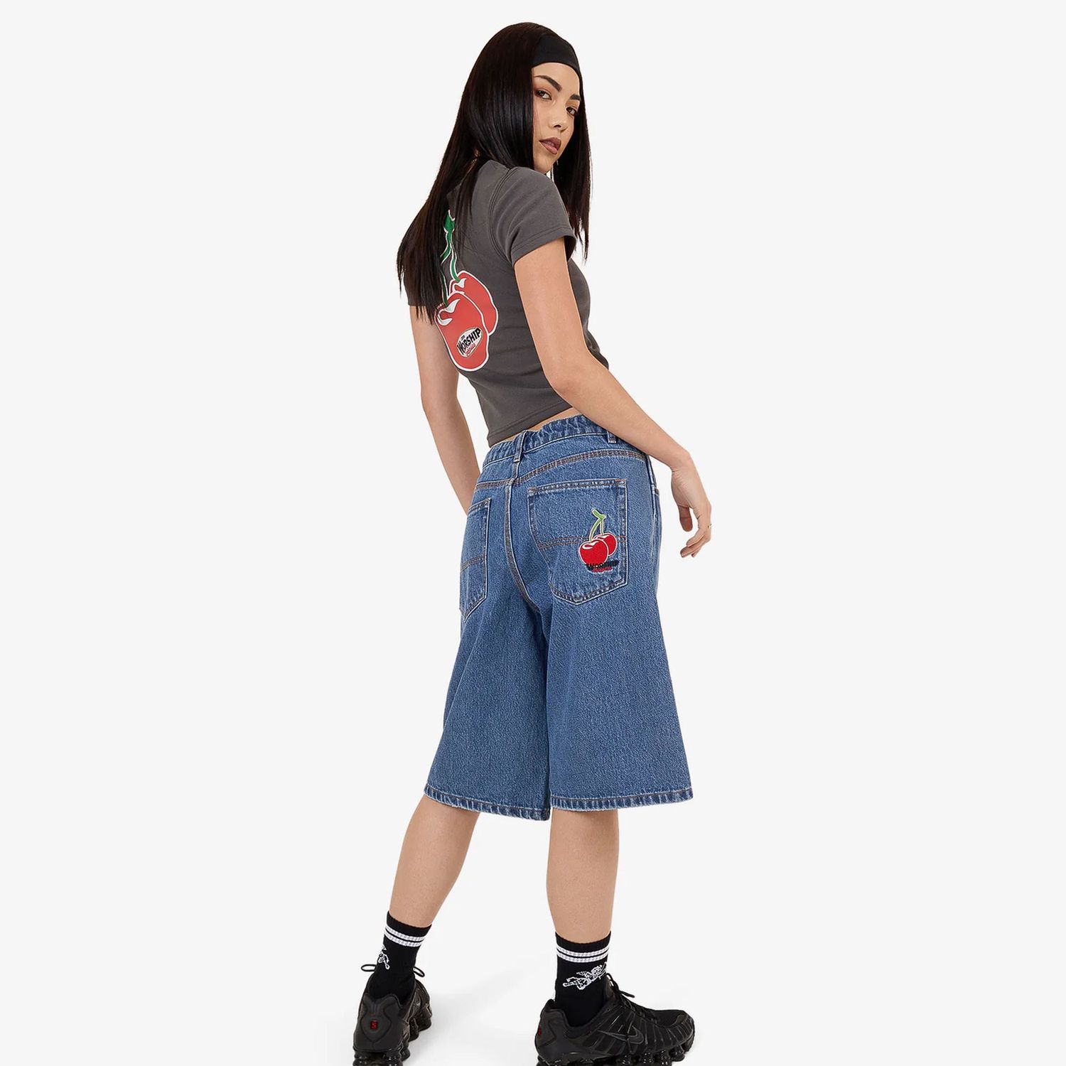 WORSHIP WOMENS GLAZED AND CONFUSED BIG BAGGY SHORT - SKY HIGH BLUE