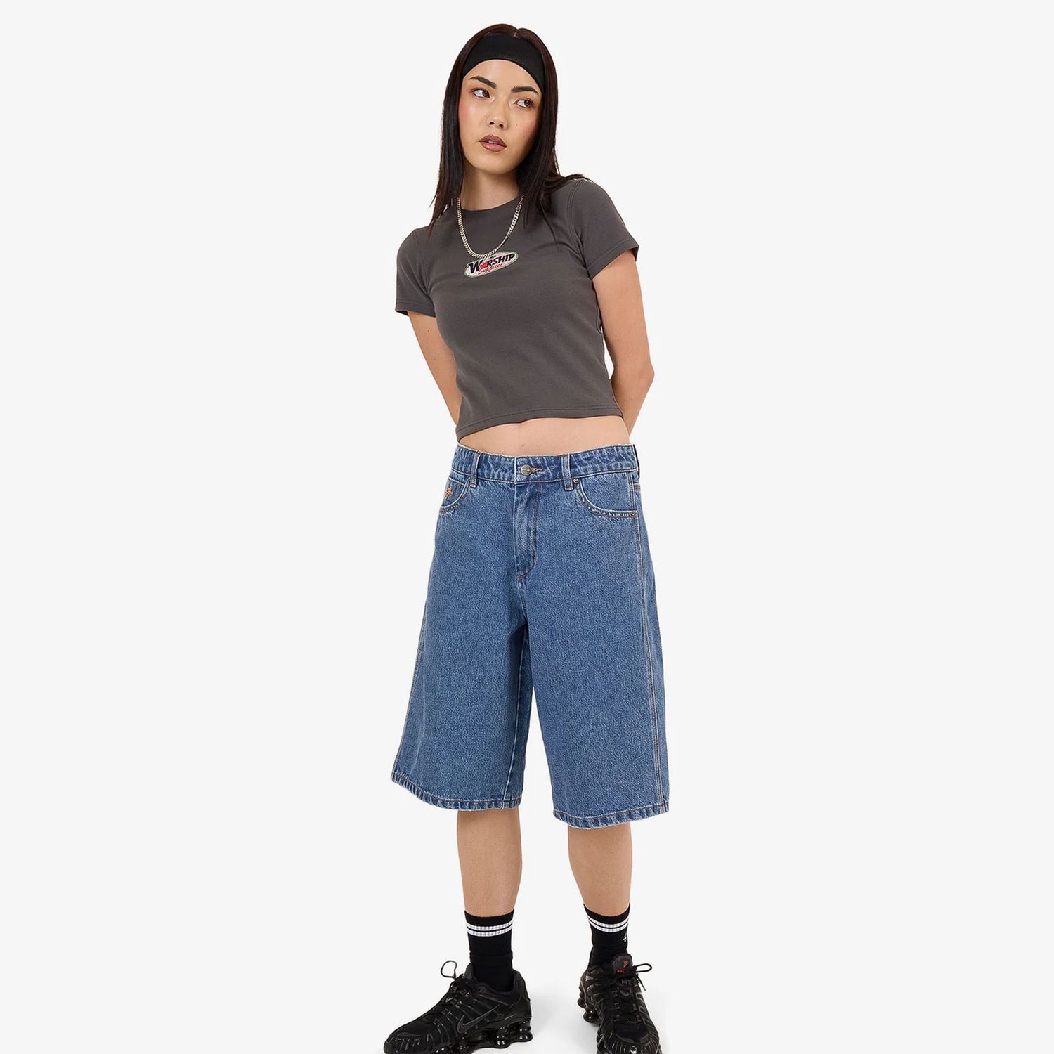 WORSHIP WOMENS GLAZED AND CONFUSED BIG BAGGY SHORT - SKY HIGH BLUE