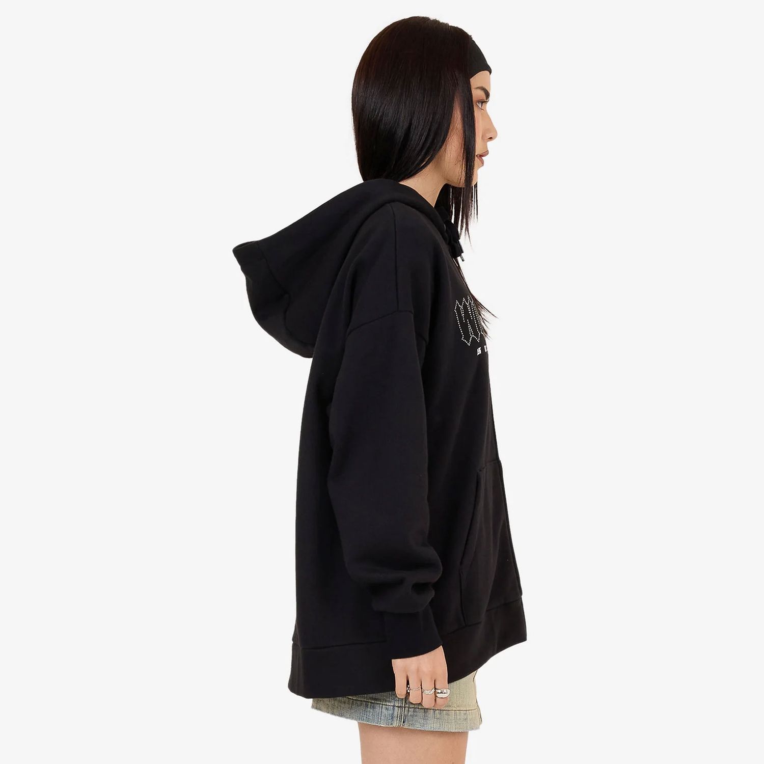 WORSHIP WOMENS GLITZ ZIP FRONT HOOD - BLACK