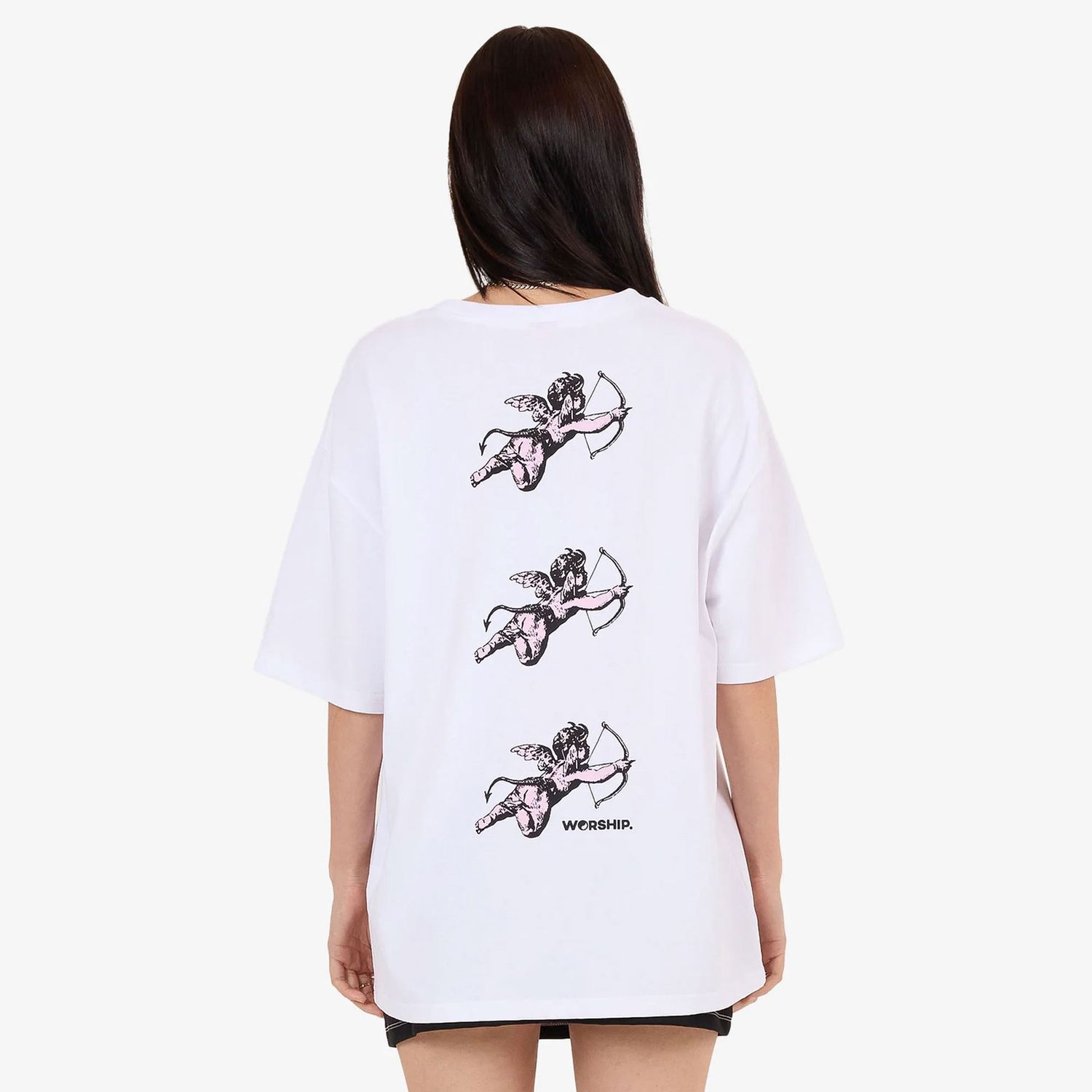 WORSHIP WOMENS CHERUB RELAXED FIT SS TEE - WHITE