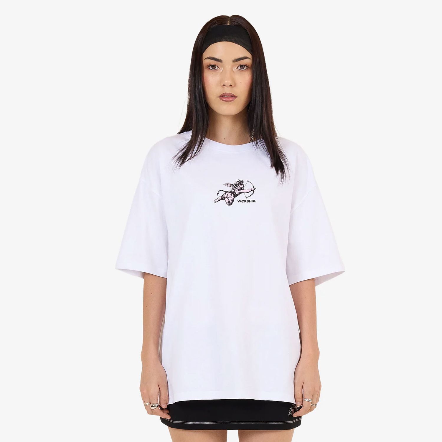 WORSHIP WOMENS CHERUB RELAXED FIT SS TEE - WHITE