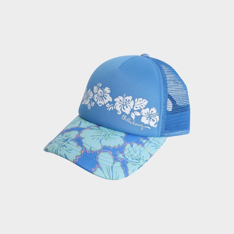 BILLABONG TEEN GIRLS HAPPY HIBISCUS TRUCKER CAP - TIDAL BLUE