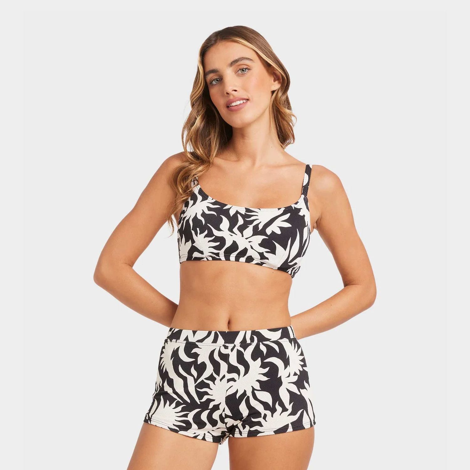 BILLABONG WOMENS BY MY SIDE MIA DD BRA BIKINI TOP - BLACK WHITE