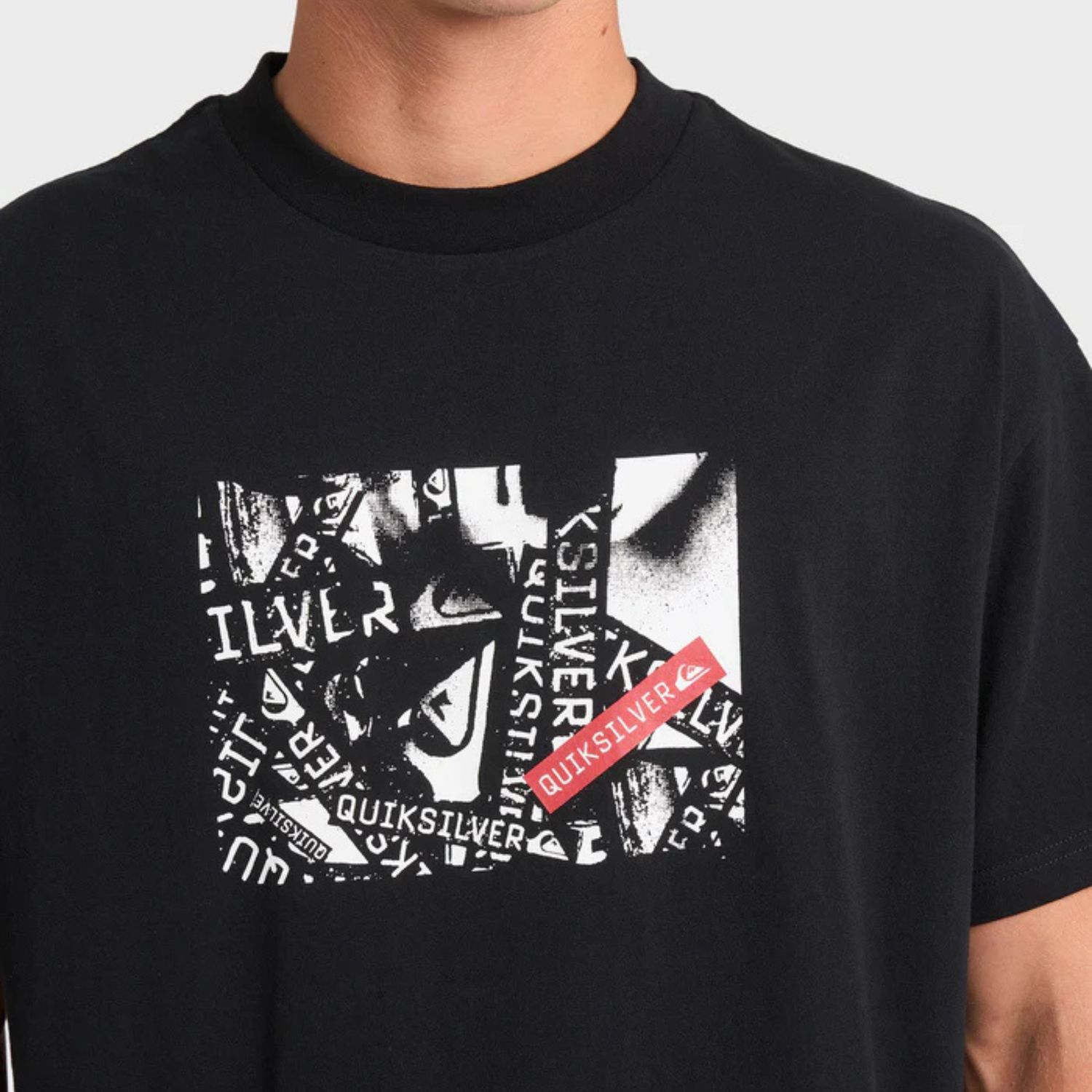 QUIKSILVER MENS  SEQUENCE SS TEE - BLACK