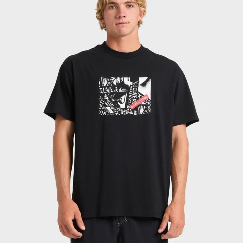 QUIKSILVER MENS  SEQUENCE SS TEE - BLACK