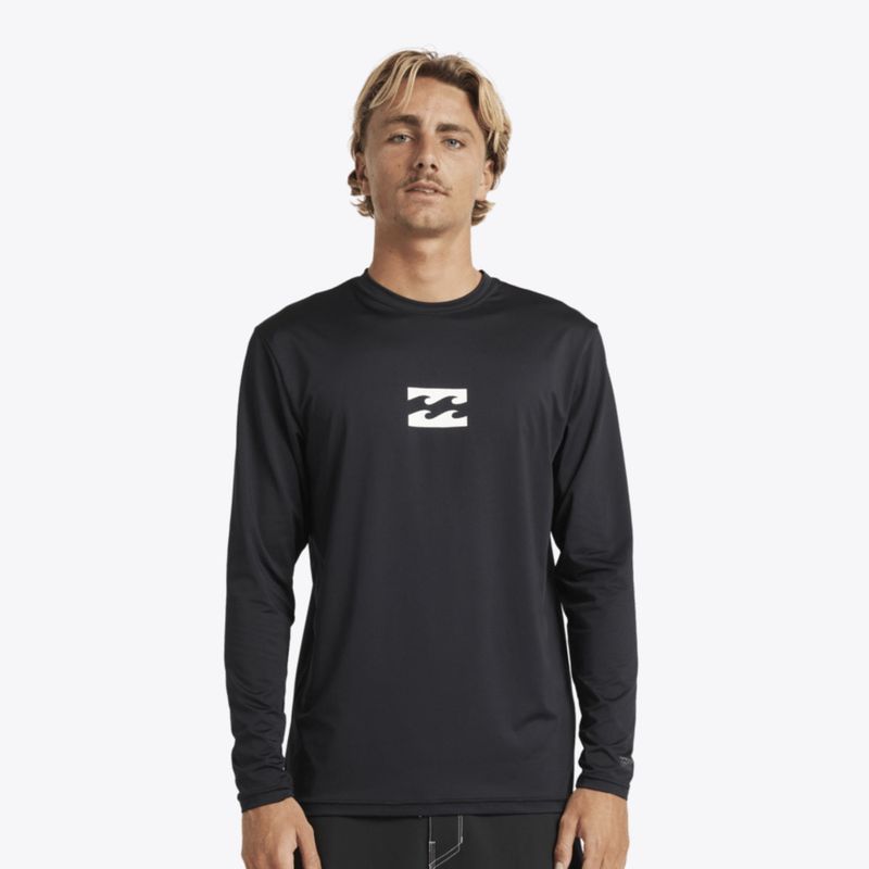 BILLABONG MENS ALL DAY WAVE LOOSE FIT LS RASHIE - BLACK