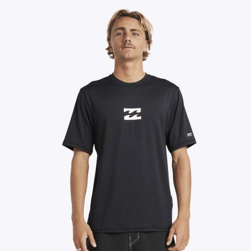 BILLABONG MENS ALL DAY WAVE SS RASHIE - BLACK