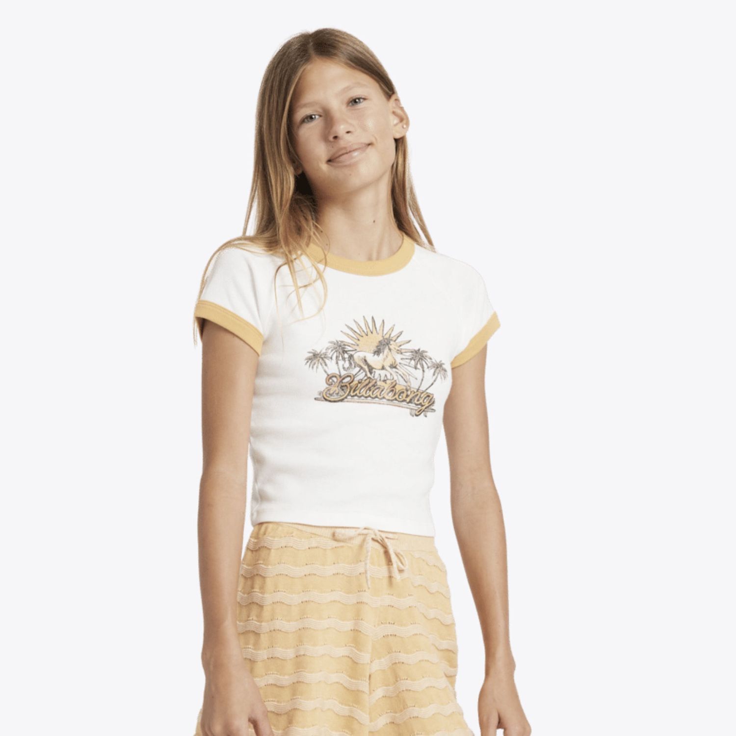 BILLABONG TEEN GIRLS SEASIDE SESSION RINGER SS TEE - SALT CRYSTAL