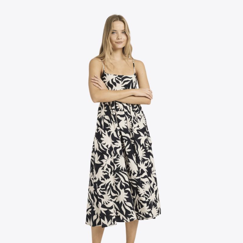 BILLABONG WOMENS BY MY SIDE ISLAND HEAT DRESS - BLACK WHITE