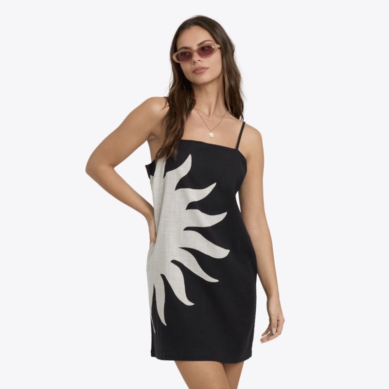BILLABONG WOMENS SUN RAYS MINI DRESS - BLACK WHITE