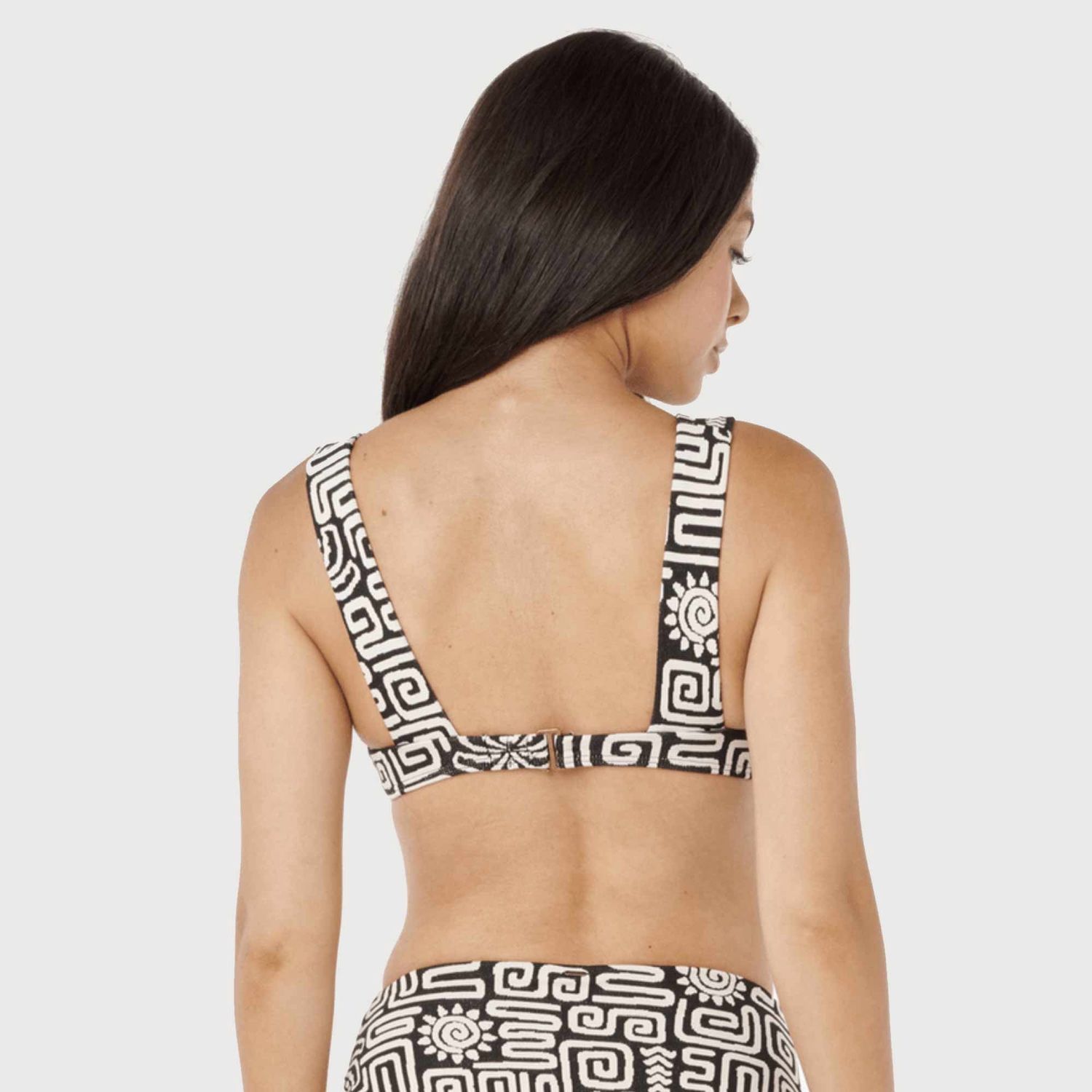 RIP CURL WOMENS SUNSET JACQUARD DEEP V BIKINI TOP - BLACK