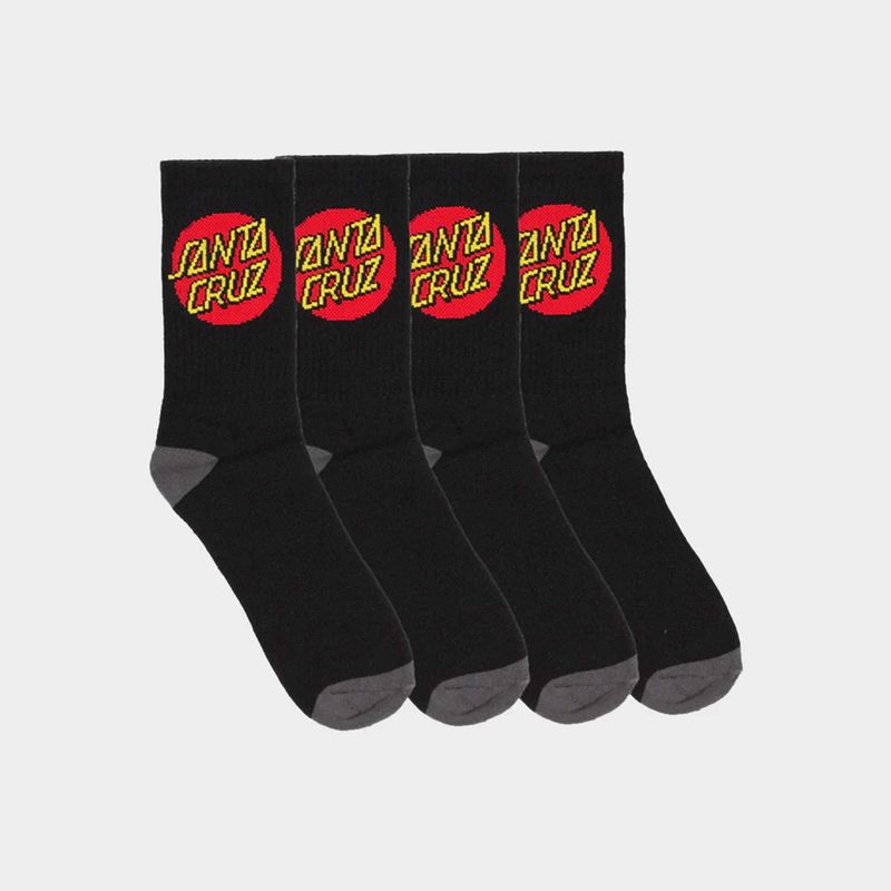 SANTA CRUZ BOYS CLASSIC DOT CREW SOCKS 4PK - BLACK