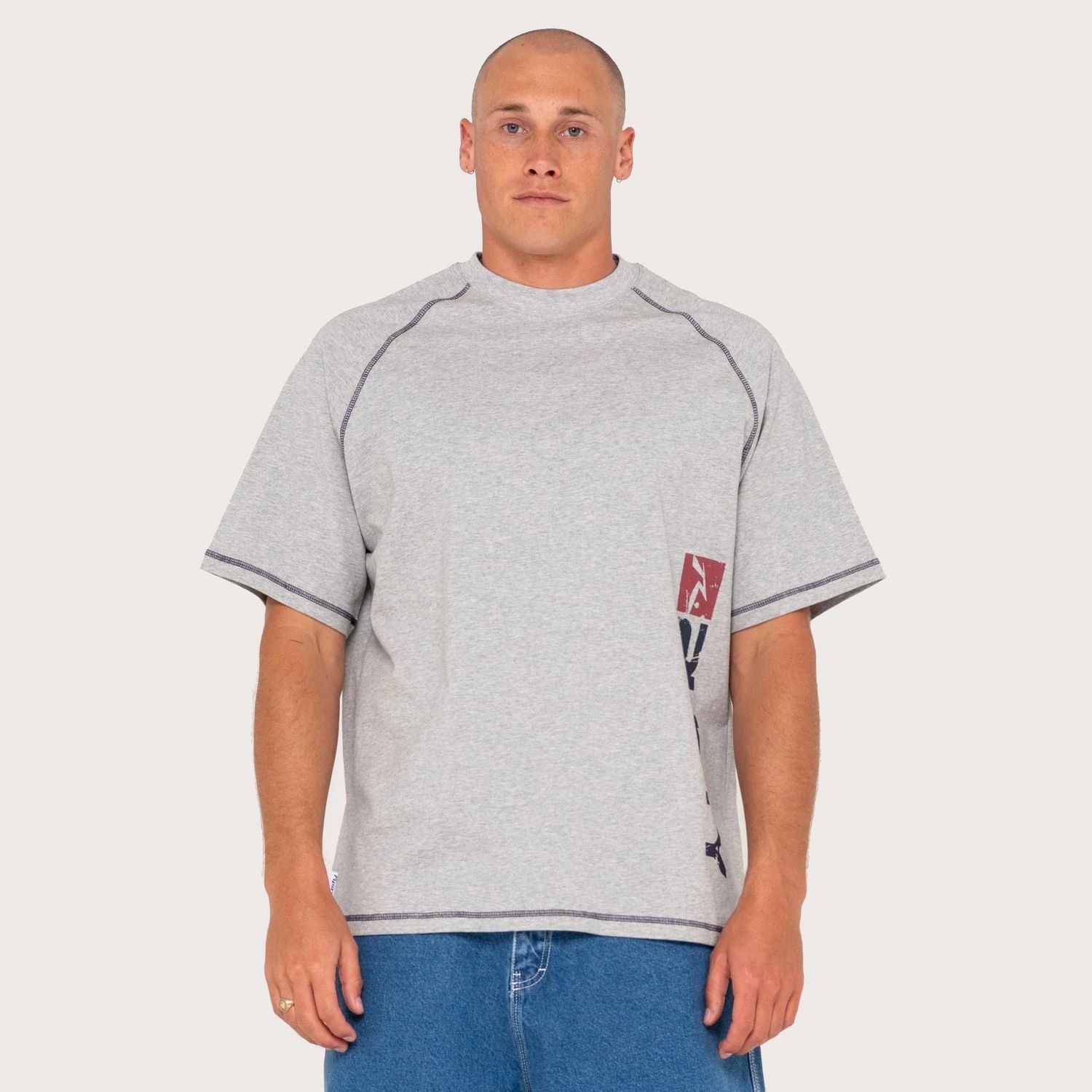 RUSTY MENS STONE COLD SS TEE - GREY MARLE