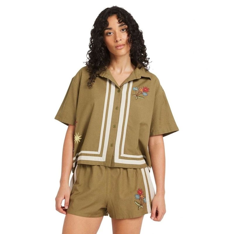 RVCA WOMENS MEL G SS SHIRT - OLIVE