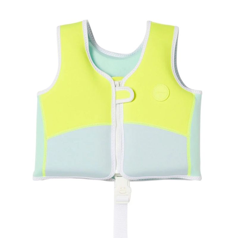 SUNNYLIFE SALTY THE SHARK SWIM VEST 2-3 - AQUA NEON YELLOW