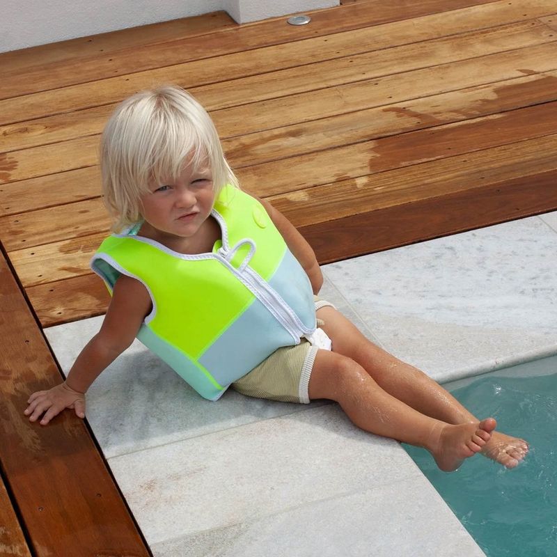 SUNNYLIFE SALTY THE SHARK SWIM VEST 1-2 - AQUA NEON YELLOW