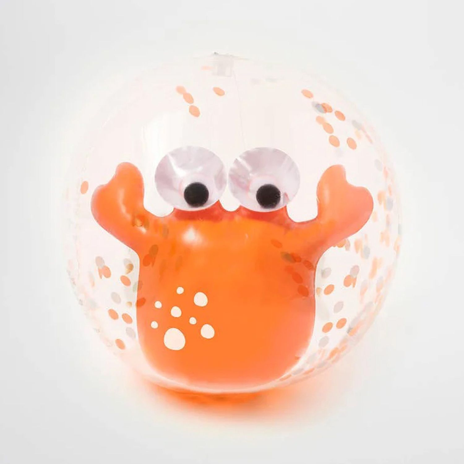 SUNNYLIFE 3D INFLATABLE BEACH BALL SONNY THE SEA CREATURE - NEON ORANGE