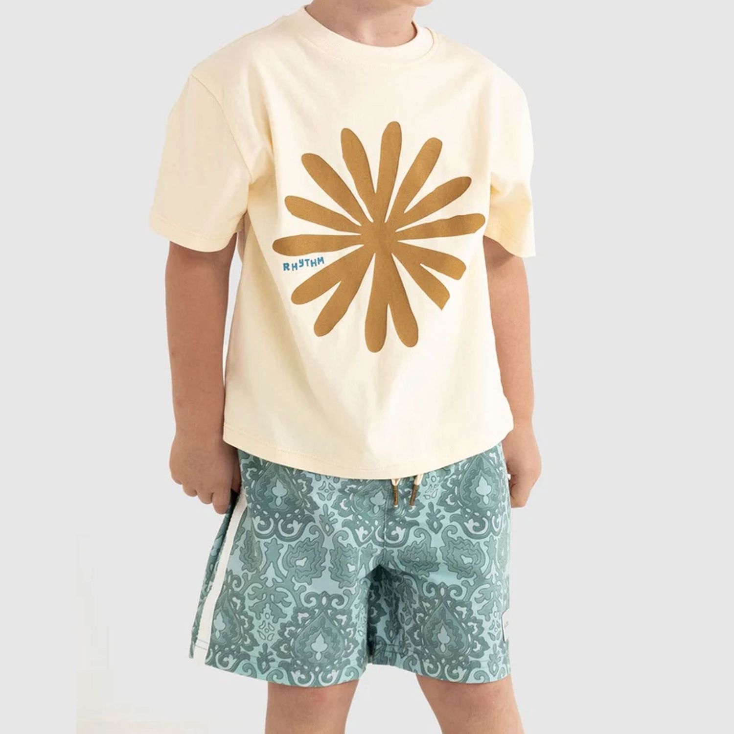 RHYTHM UNISEX KIDS SUN RA SS TEE - NATURAL WHITE