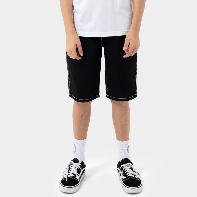 SANTA CRUZ BOYS FLAMED COLLEGIATE ARCH JEAN SHORTS - BLACK
