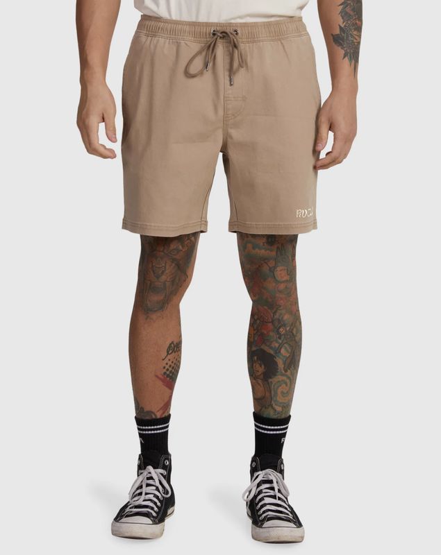 RVCA MENS ESCAPE ELASTIC EXOTICA SHORT - TIMBER