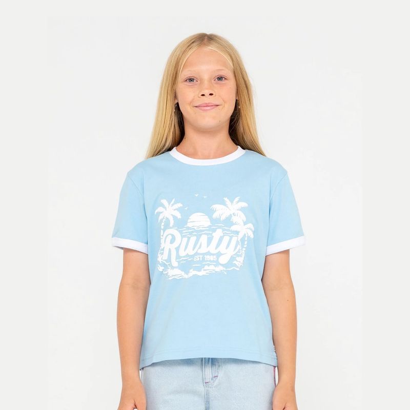 RUSTY TEEN GIRLS BOBBIE OVERSIZED TEE GIRLS - RETRO BLUE