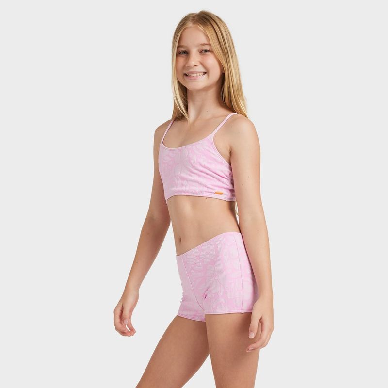 ROXY TEEN GIRLS BICO PAPER CROP TOP SWIM SET - BONBON SHADOW TROPICS