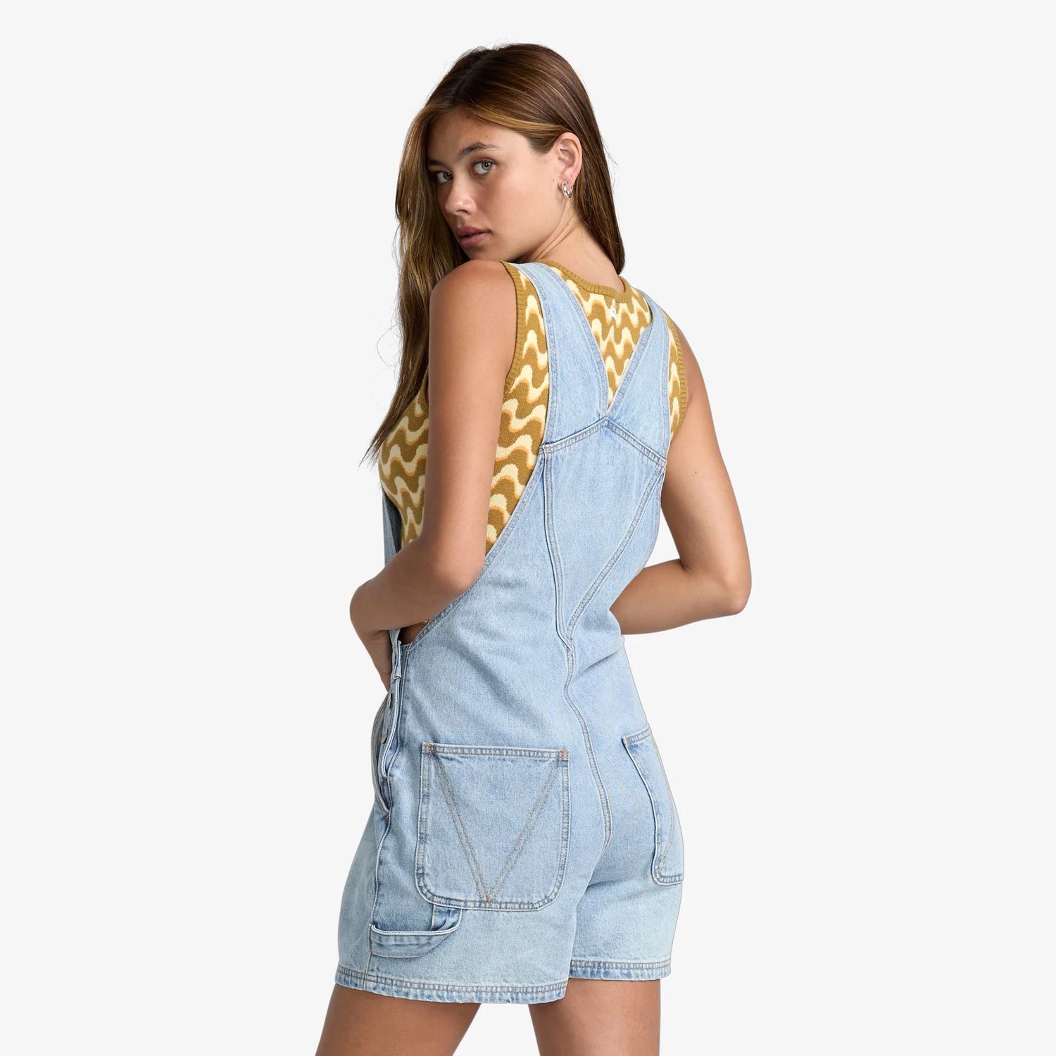 RVCA WOMENS DREA OVERALL - BLEACHED INDIGO