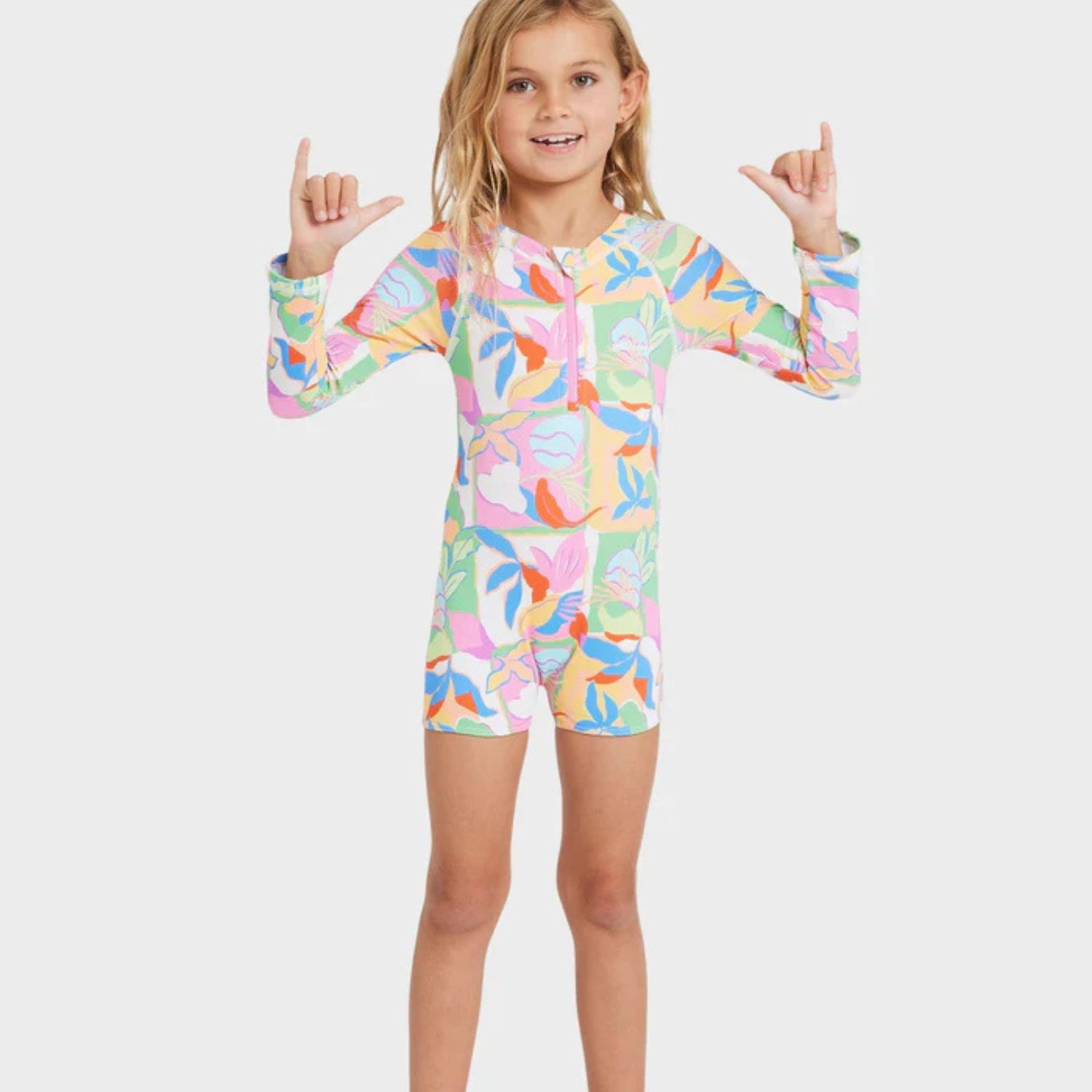 BILLABONG TODDLER GIRLS SUN SHIFT ONE PIECE  SHORTIE SURFSHIRT - MULTI