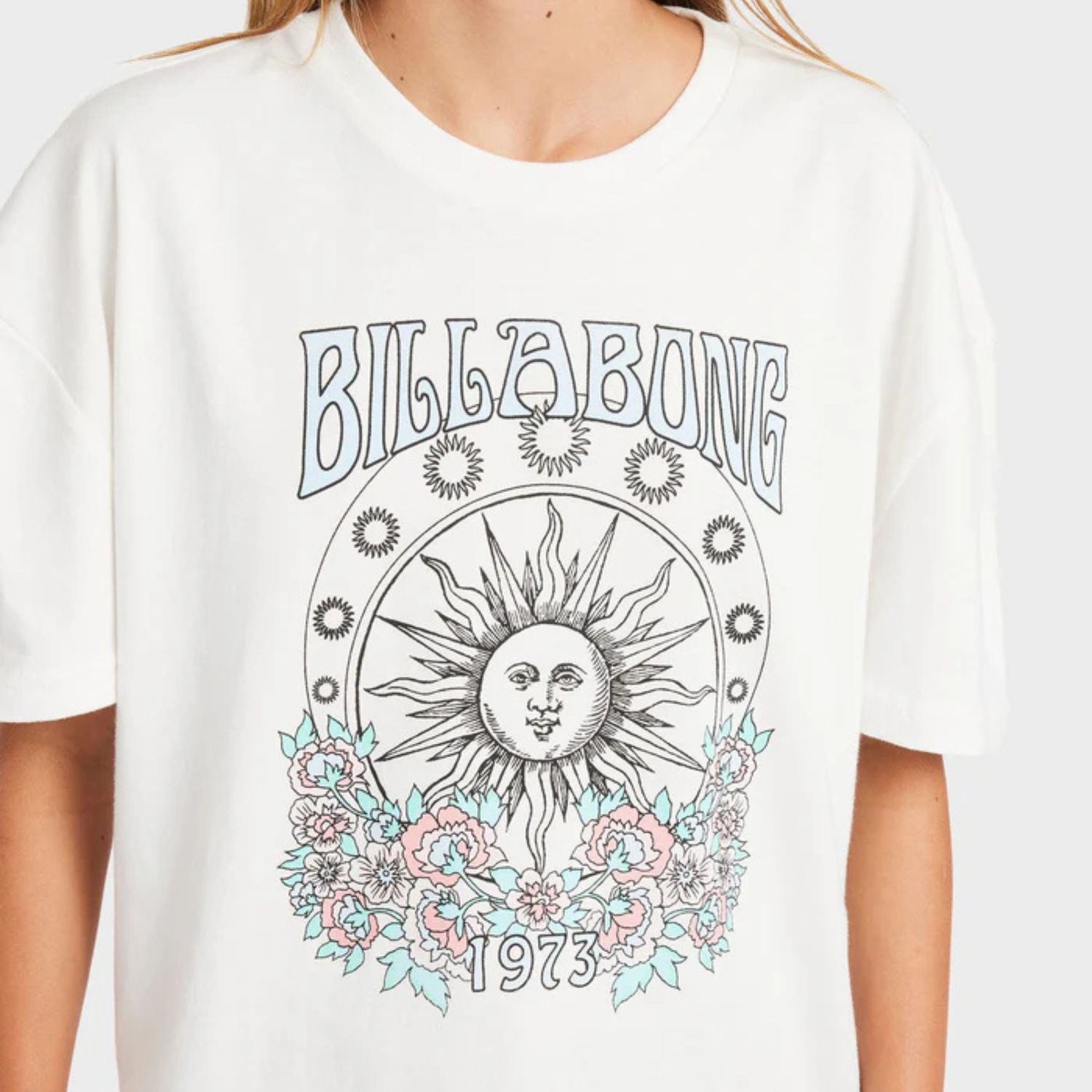 BILLABONG TEEN GIRLS SETTING SUN SS TEE - SALT CRYSTAL