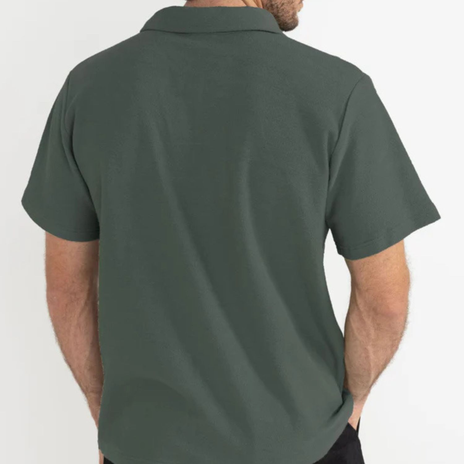 RHYTHM MENS VINTAGE TERRY POLO- SILVER PINE