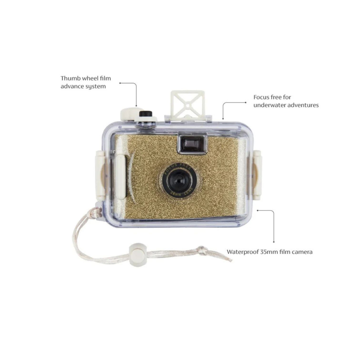 SUNNYLIFE Underwater Camera Glitter Gold - GOLD