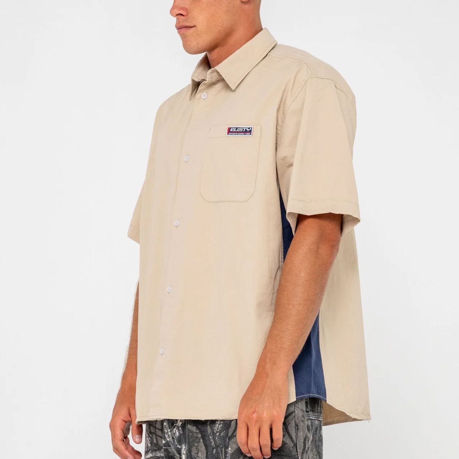 RUSTY MENS  NORTHPOINT SHORT SLEEVE SHIRT - OATMEAL