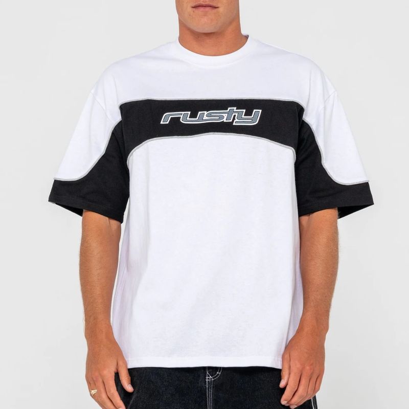 RUSTY MENS  KINETIC SHORT SLEEVE HEAVY TEE - WHITE