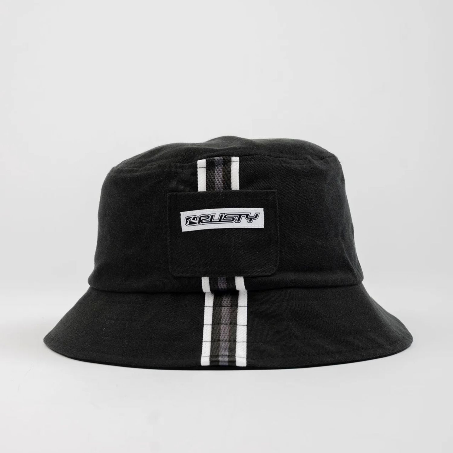 RUSTY MENS  TRI STATE BUCKET HAT - WASHED BLACK