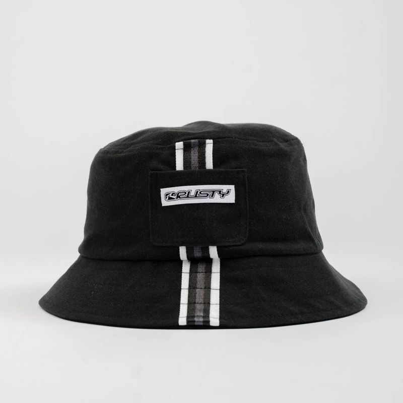 RUSTY MENS  TRI STATE BUCKET HAT - WASHED BLACK