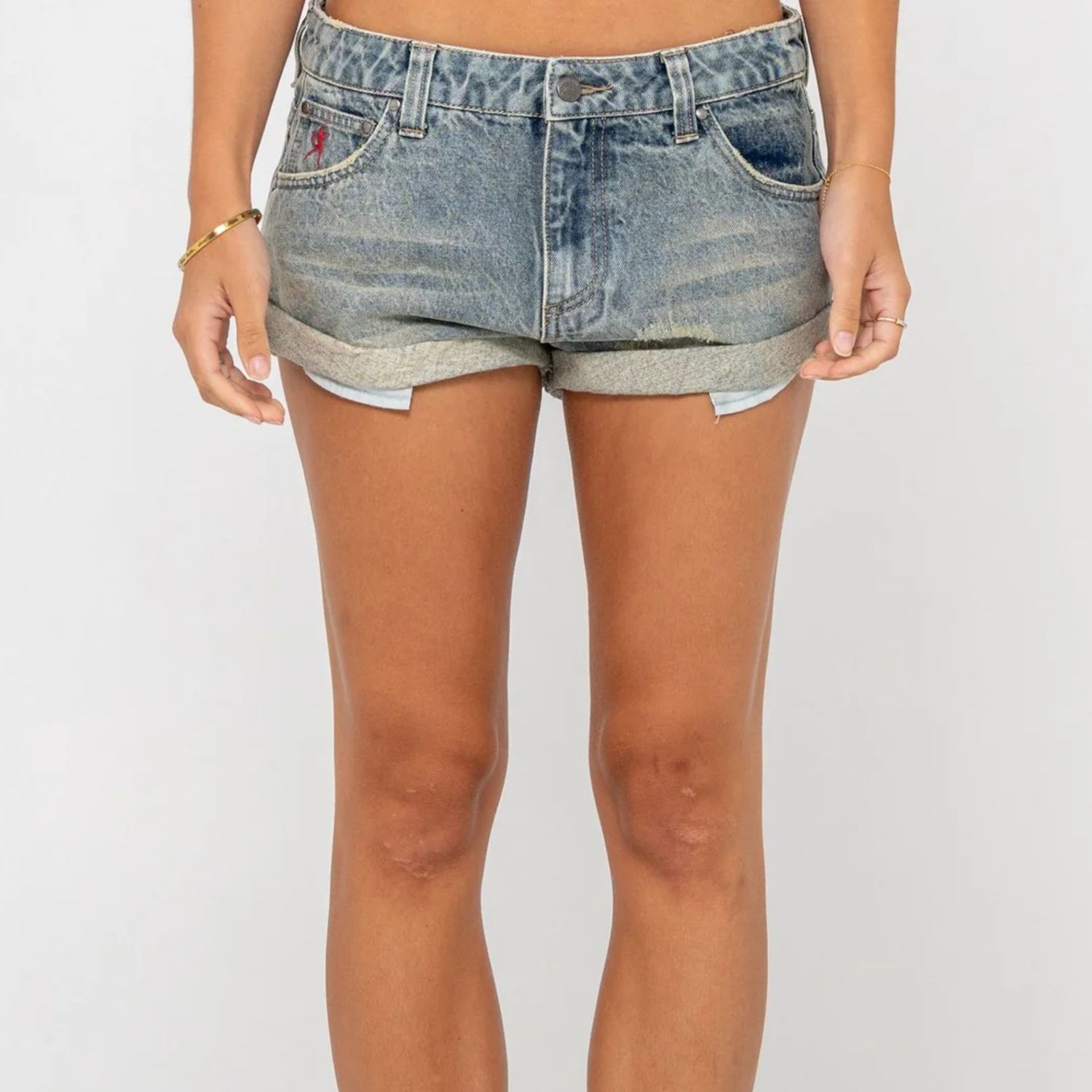 RUSTY WOMENS NORTY PHEONIX LOW RISE DENIM MINI SHORT - DIRTY DAWG