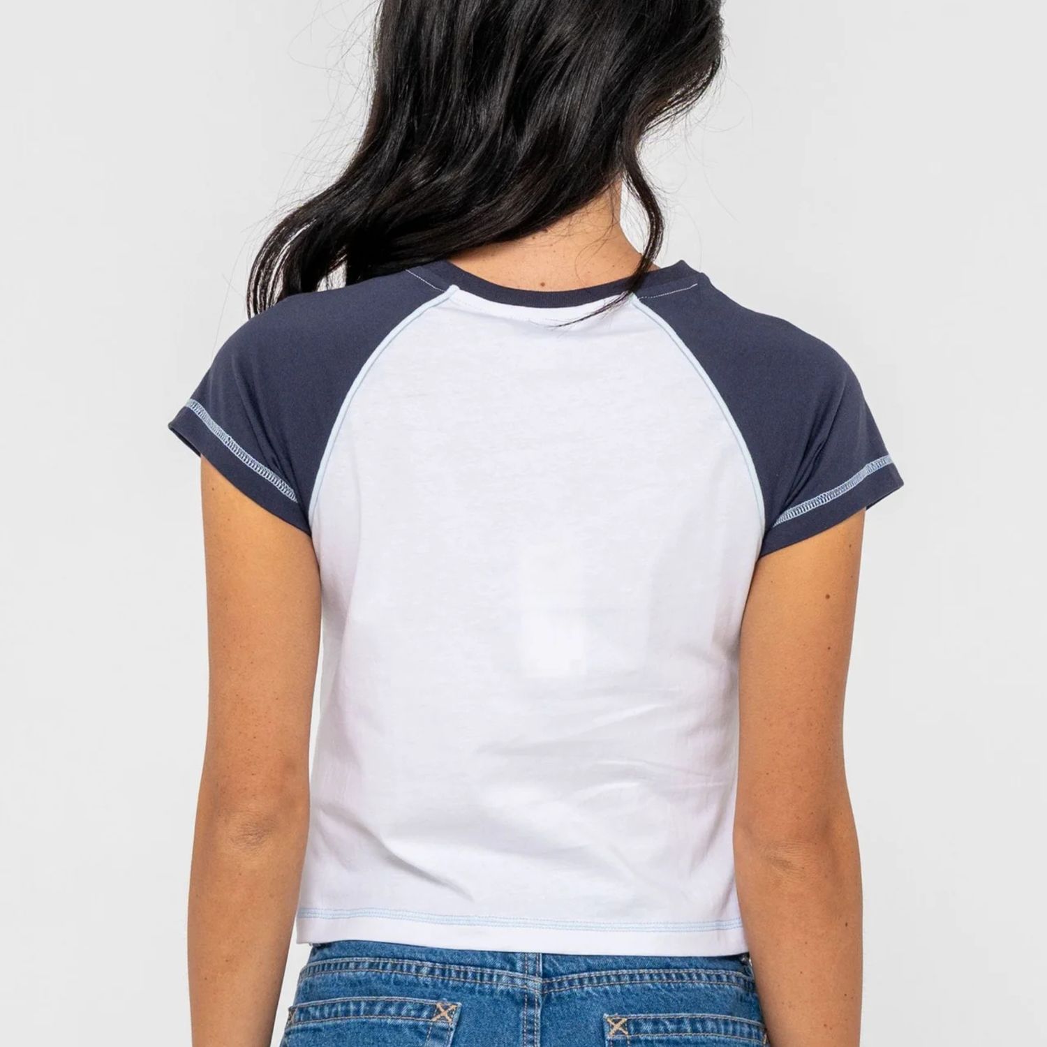 RUSTY WOMENS ARCHIVED RAGLAN MINI TEE - WHITE