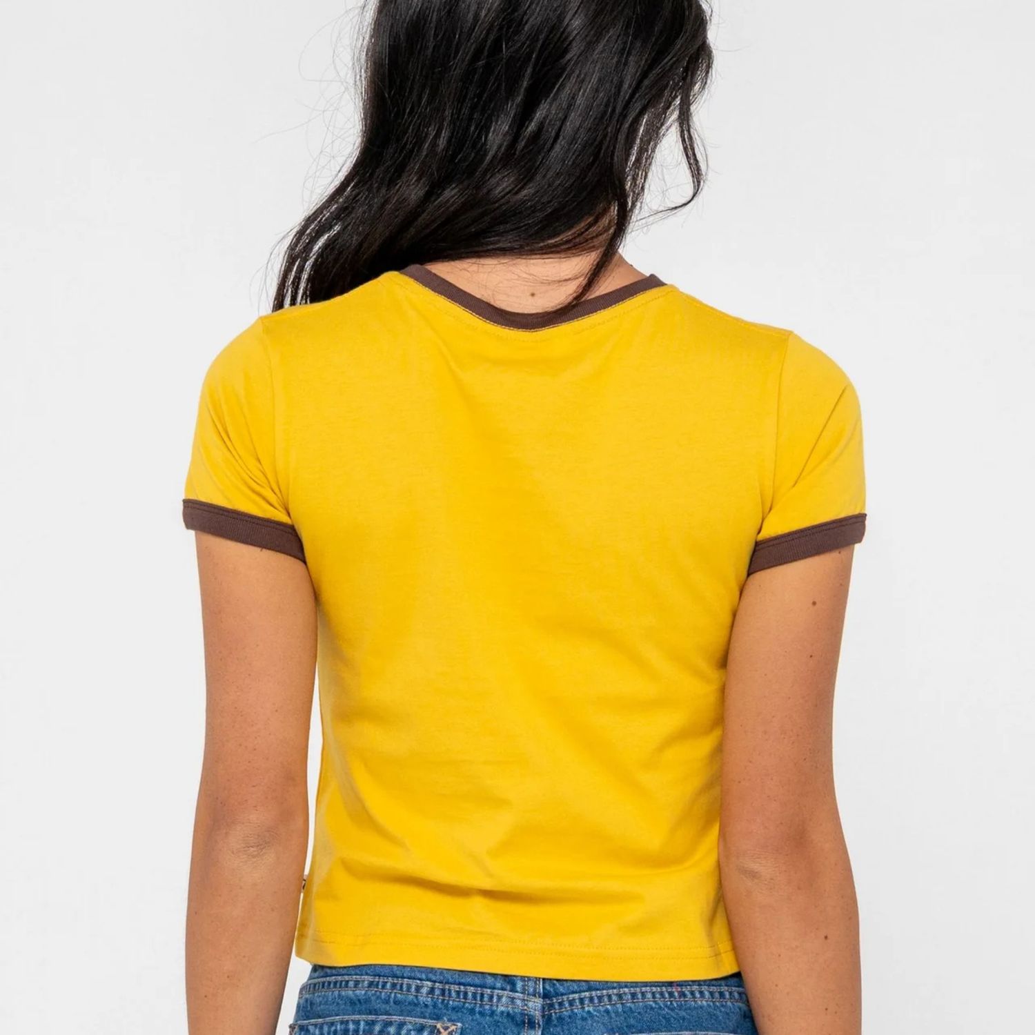 RUSTY WOMENS LA CABANA CONTRAST RINGER MINI TEE - LEMON YELLOW