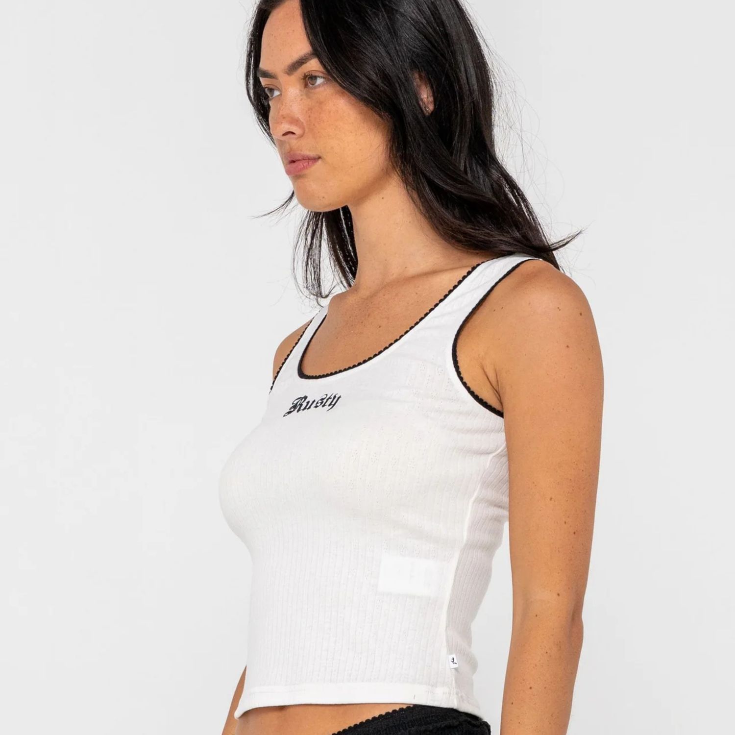 RUSTY WOMENS CASSIAN RIBBED SCOOP NECK SINGLET - WHITE