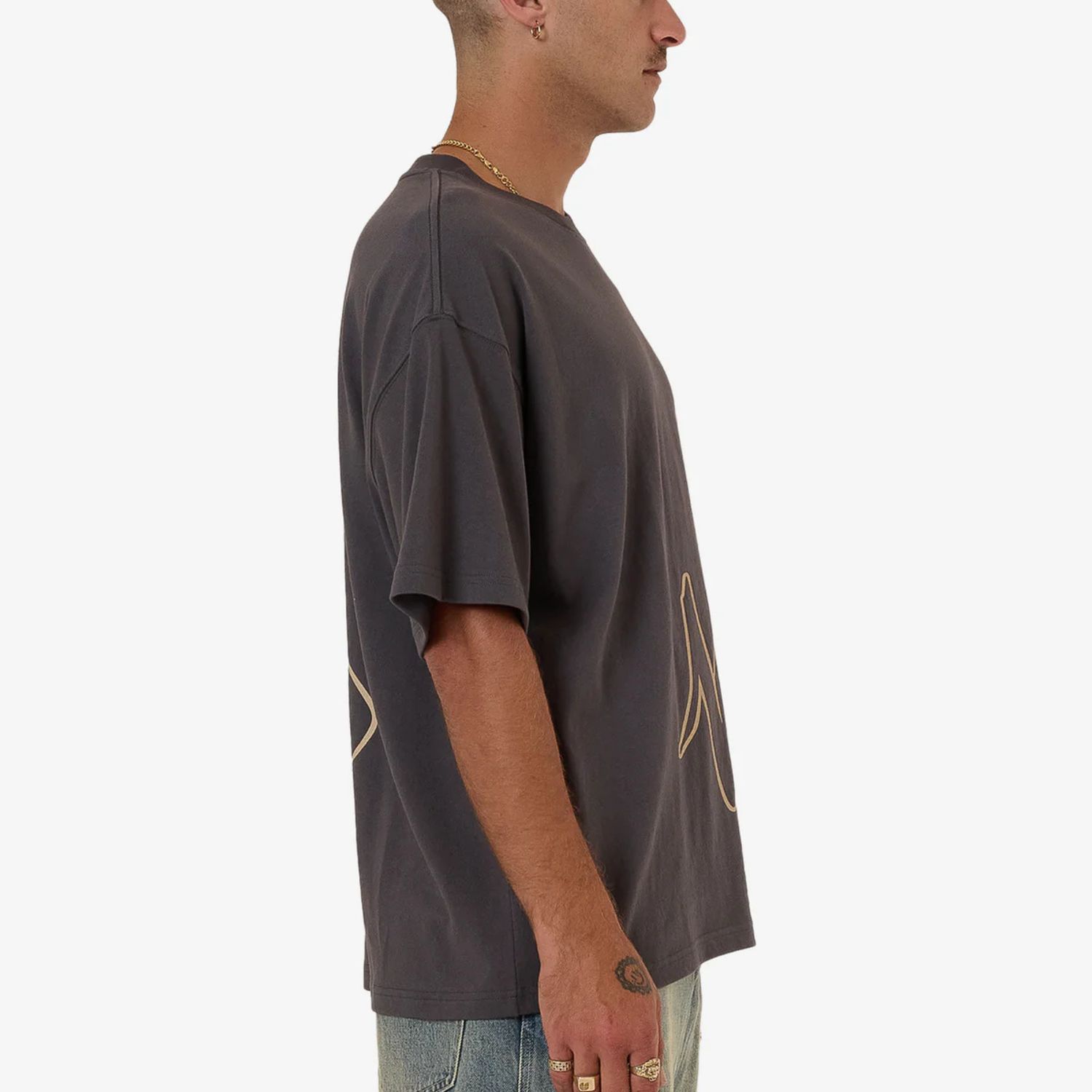 WORSHIP MENS SPRAYS OVERSIZED SS TEE - WORN BLACK