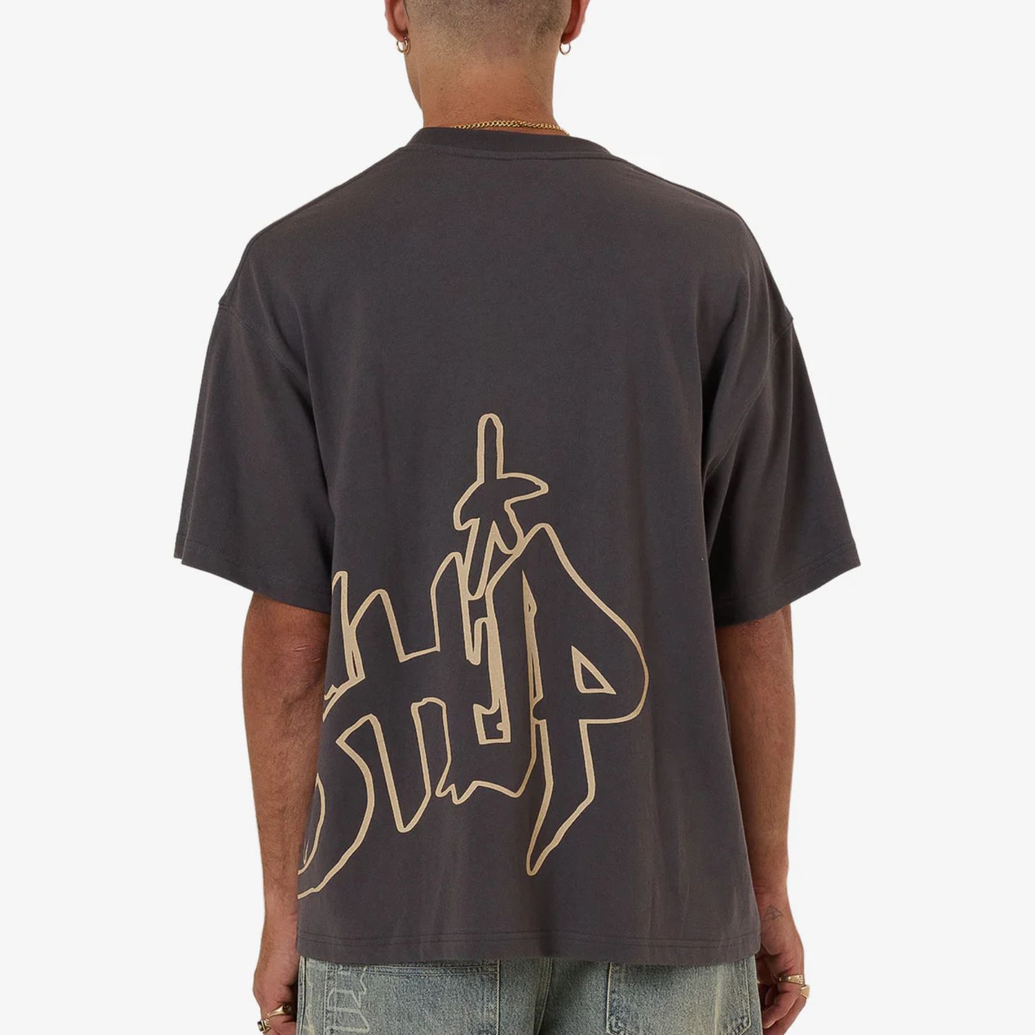WORSHIP MENS SPRAYS OVERSIZED SS TEE - WORN BLACK