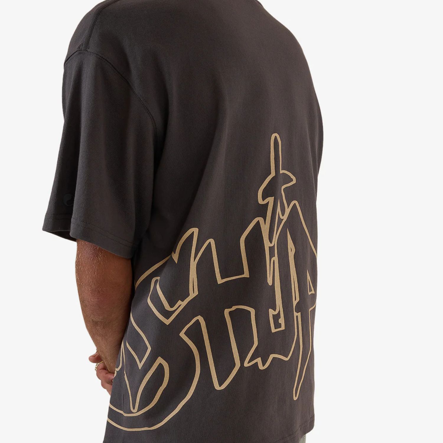 WORSHIP MENS SPRAYS OVERSIZED SS TEE - WORN BLACK