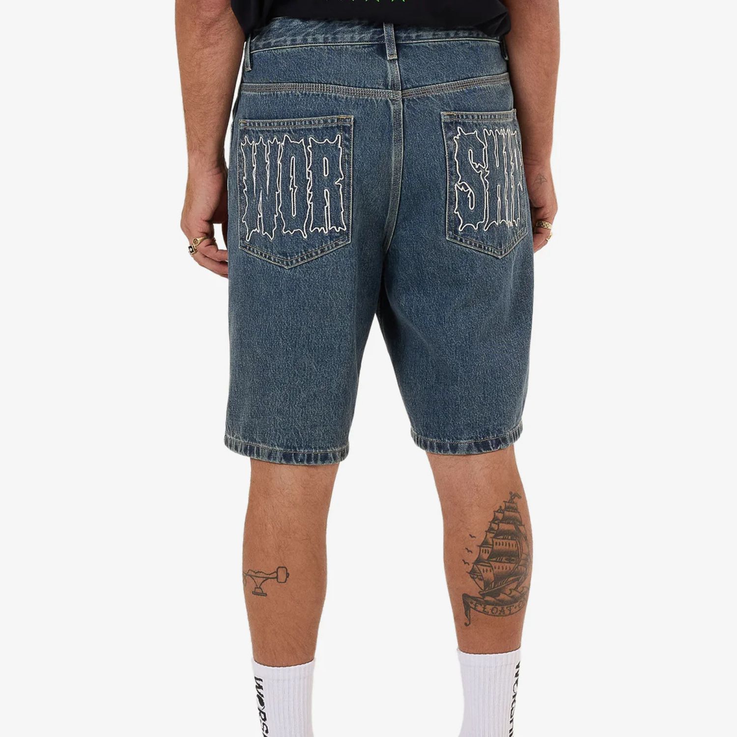 WORSHIP MENS LOGORAMA BIG DAWG JEAN SHORT - ODYSSEY