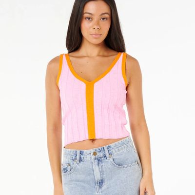 RIP CURL WOMENS SUNSET LUAU KNIT TOP - PINK